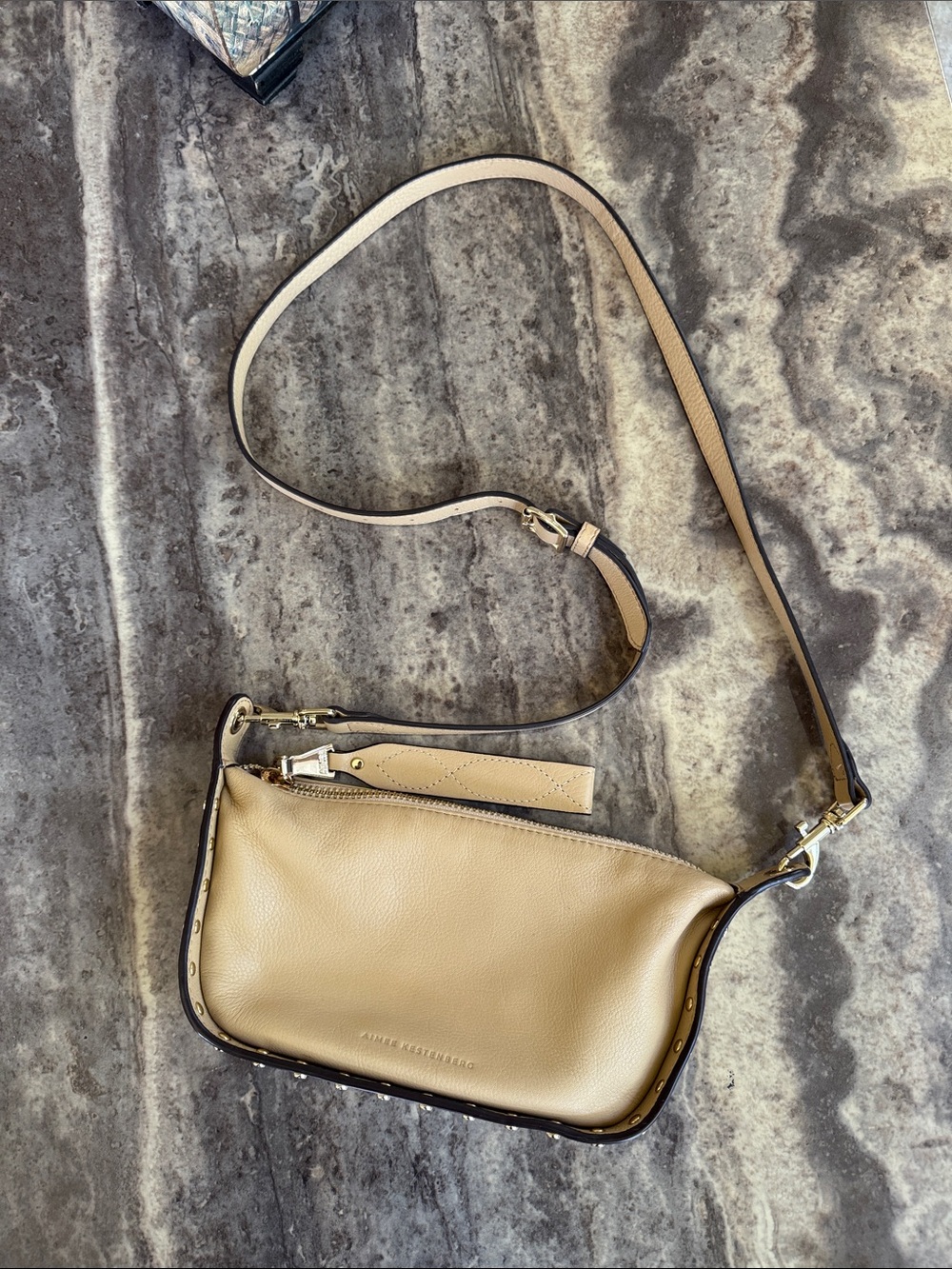Aimee kestenberg Leather Crossbody Bag in Beige - Adjustable Strap